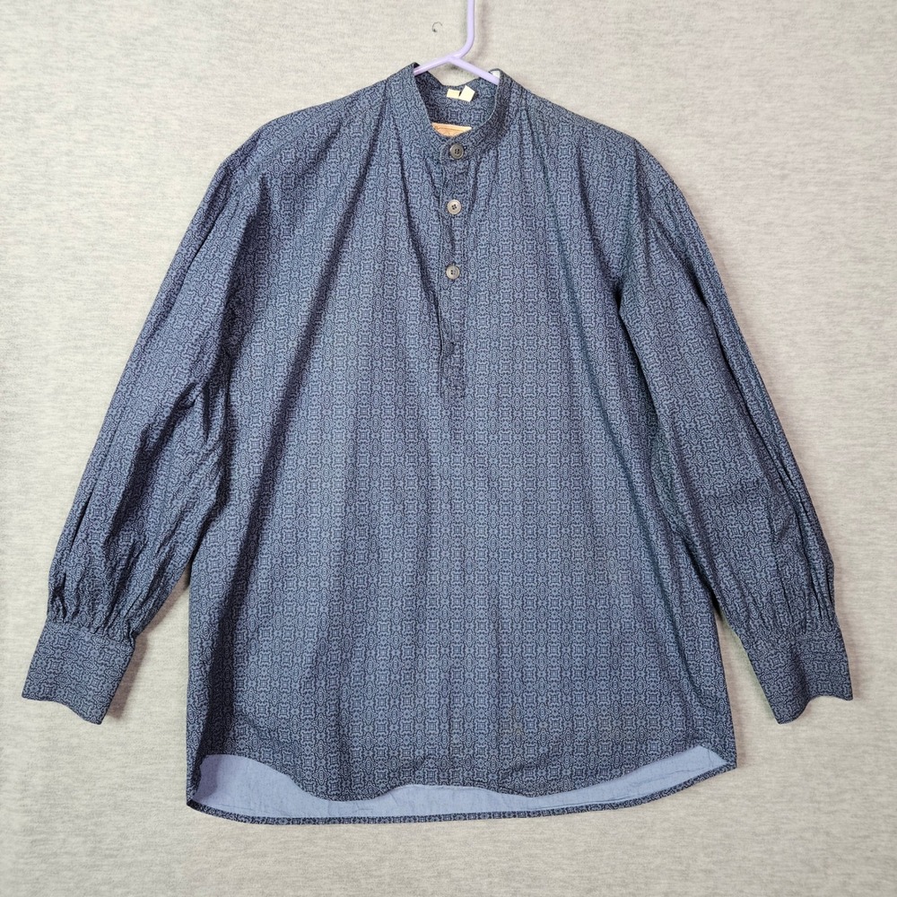 Vintage Wah Maker Frontier Clothing Blue Geometric Shirt Men's Sz S USA Made